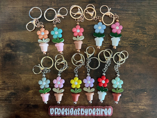 Bloom Puffy Flower Bar Keychain